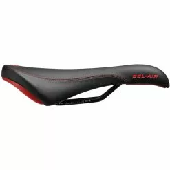 SDG Bel Air Saddle With Steel Rails -Bikes Sales Store sdg bel air saddle blk red side